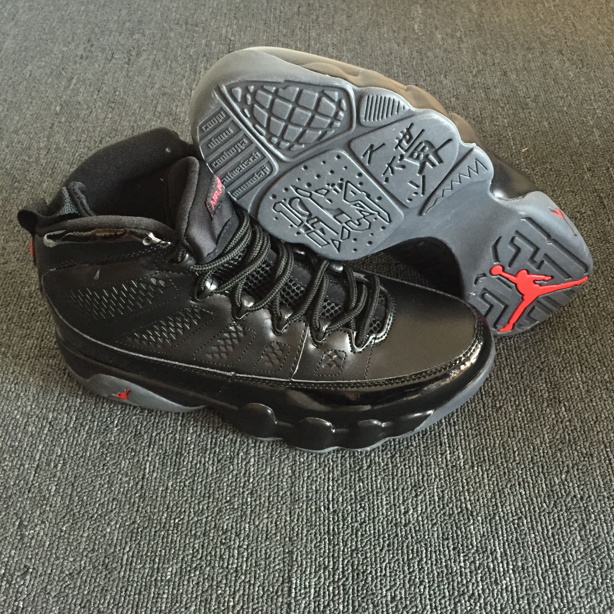 New Air Jordan 9 Retro Black Red Grey Shoes